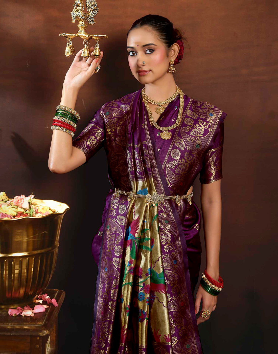 Lemon Green Silk Woven Paithani Saree