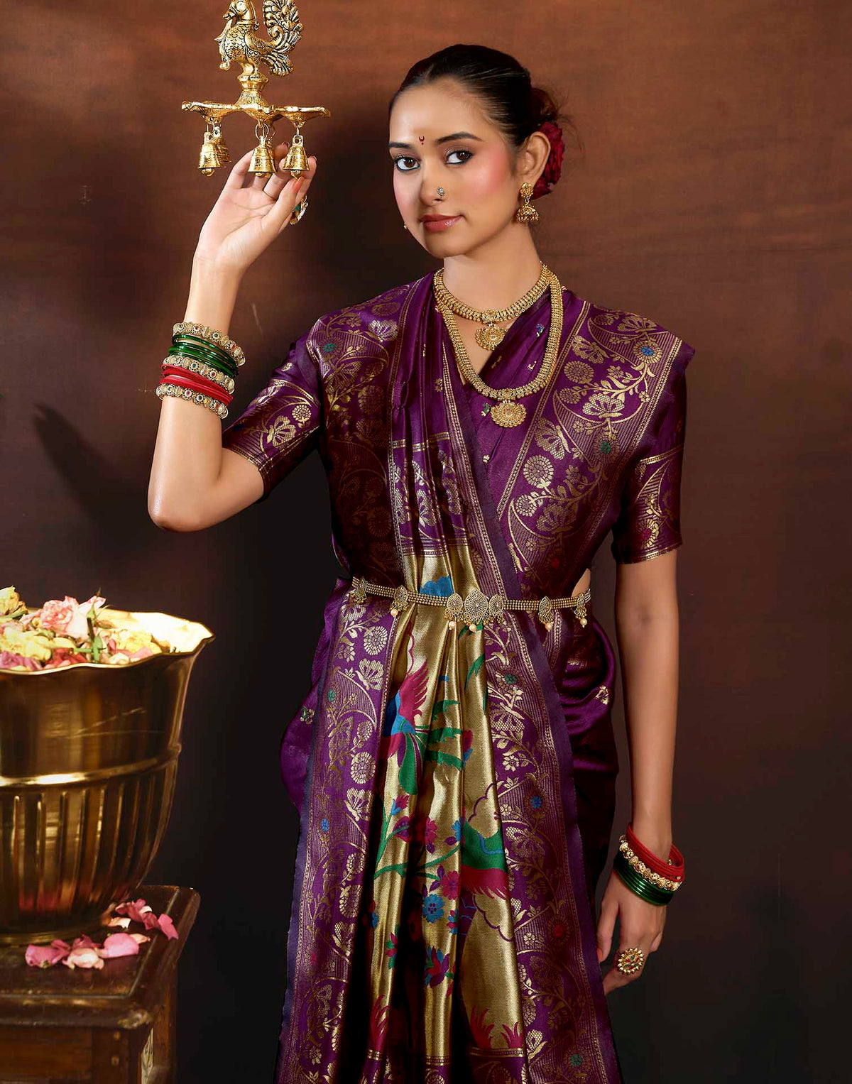 Lemon Green Silk Woven Paithani Saree