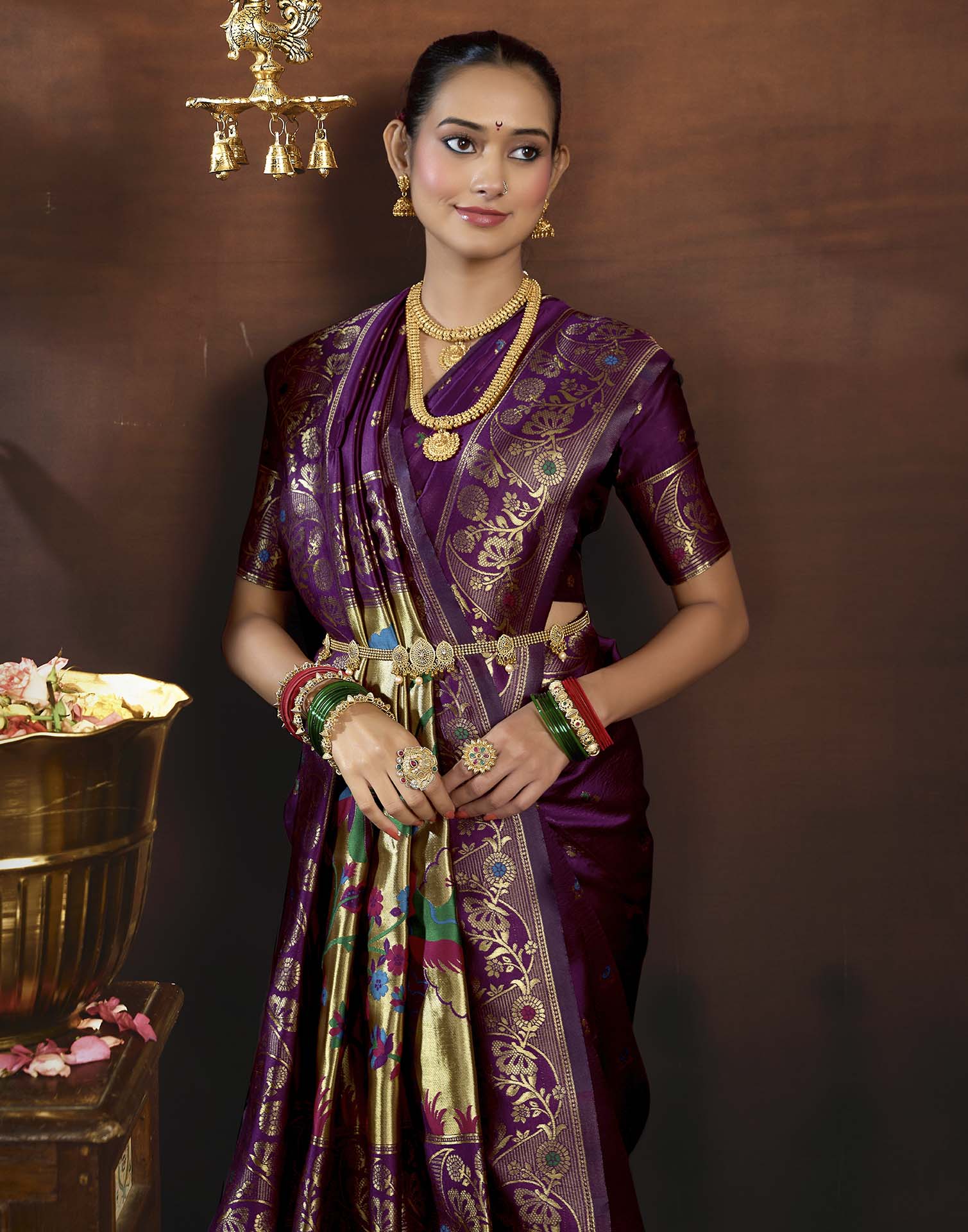 Lemon Green Silk Woven Paithani Saree