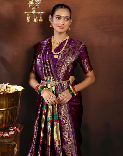 Lemon Green Silk Woven Paithani Saree