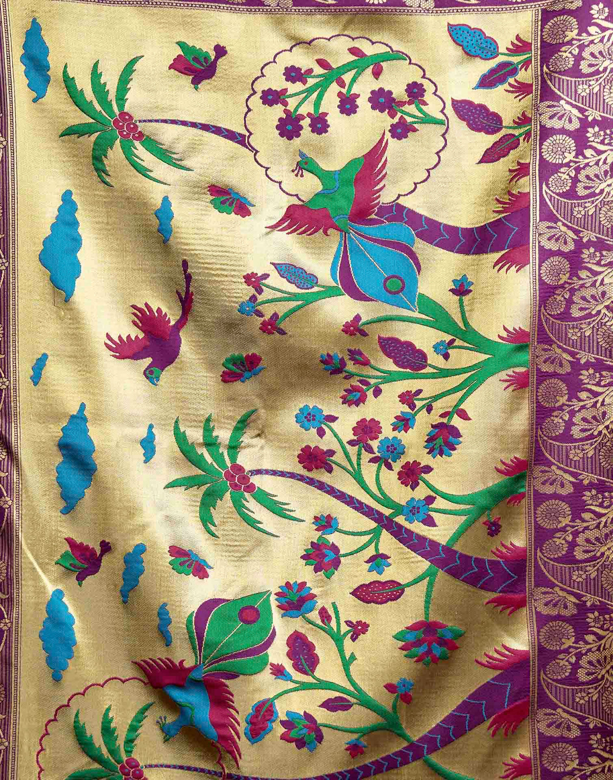 Lemon Green Silk Woven Paithani Saree