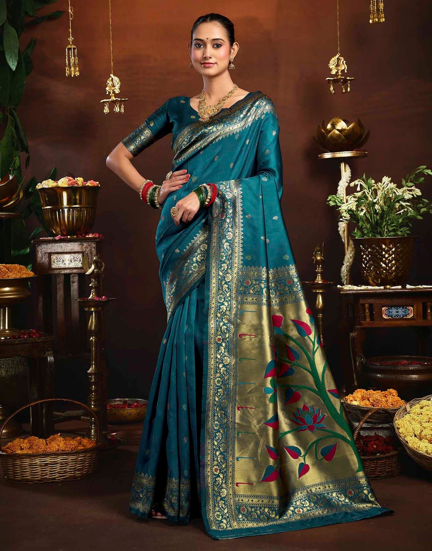 Blue Silk Woven Paithani Saree