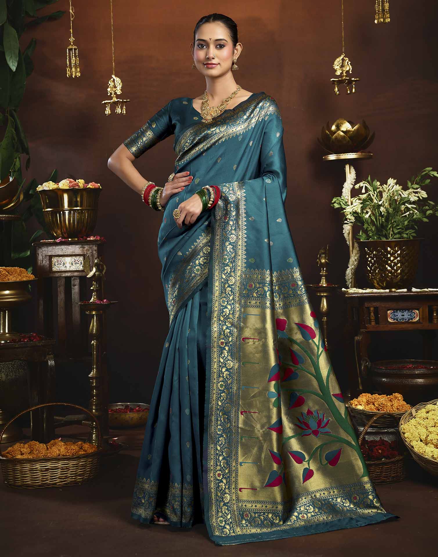 Blue Silk Woven Paithani Saree