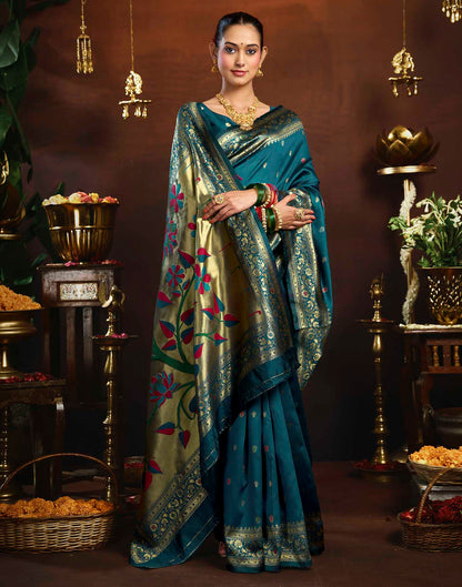 Blue Silk Woven Paithani Saree
