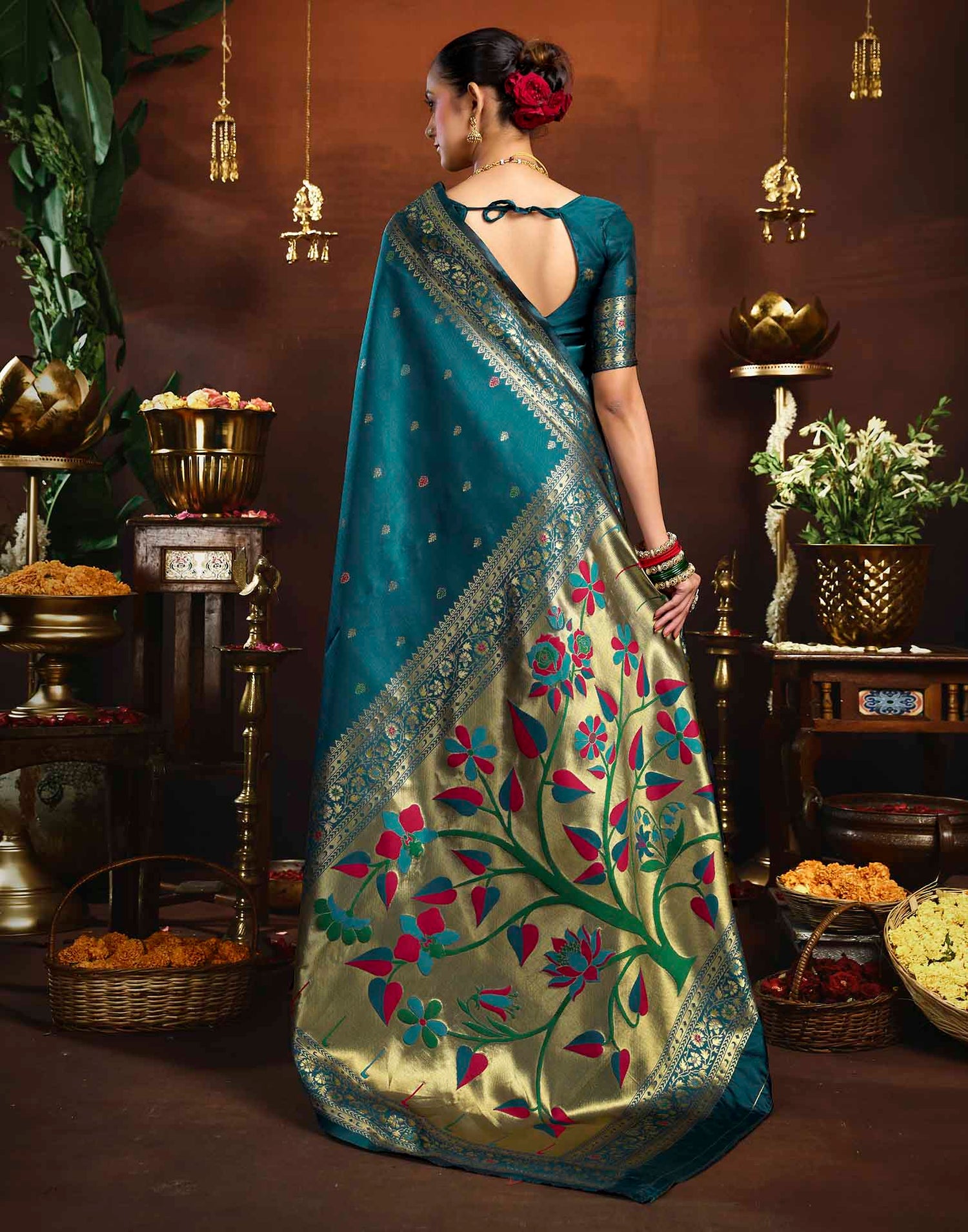 Blue Silk Woven Paithani Saree