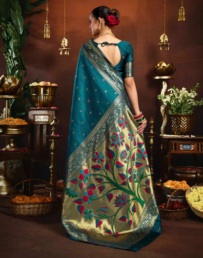 Blue Silk Woven Paithani Saree