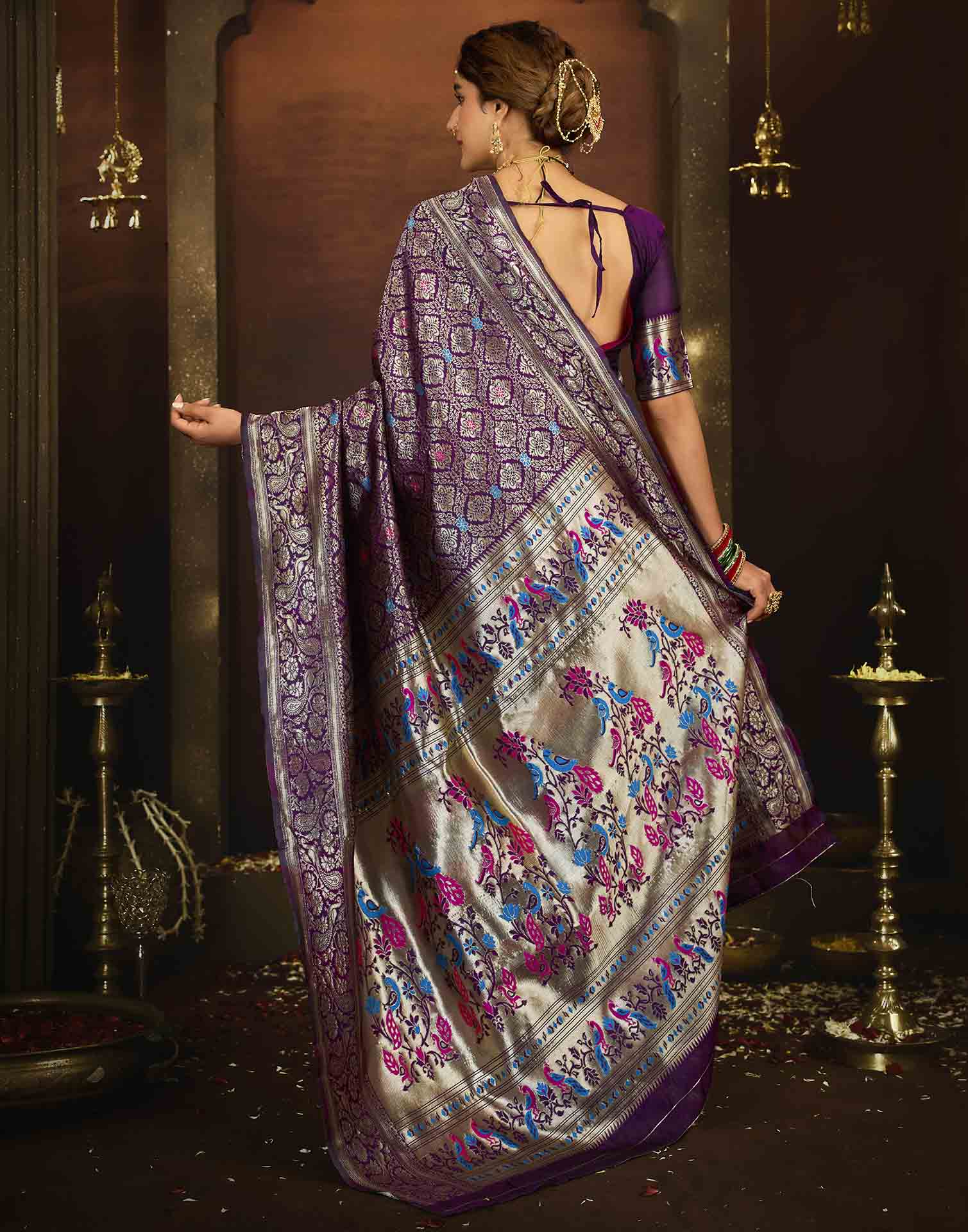 Purple Silk Woven Paithani Saree