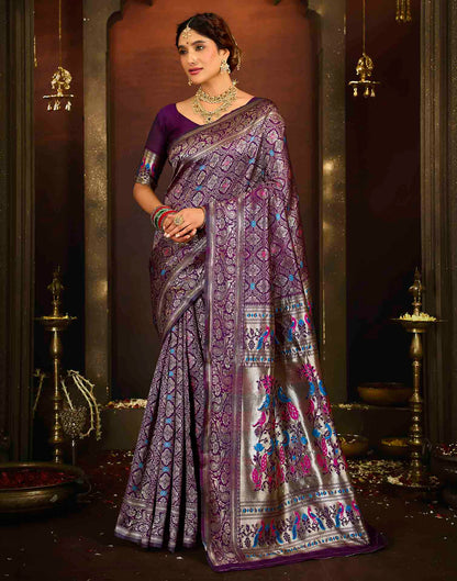 Purple Silk Woven Paithani Saree