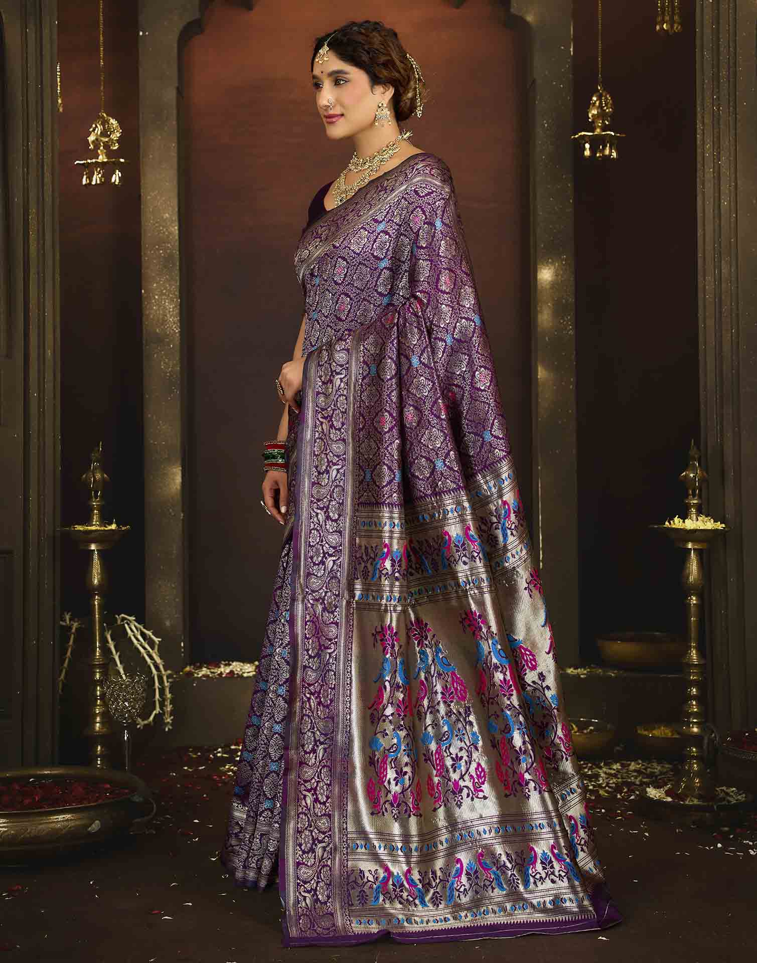 Purple Silk Woven Paithani Saree