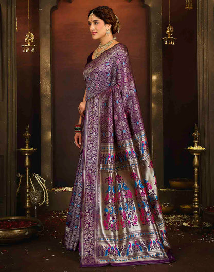 Purple Silk Woven Paithani Saree