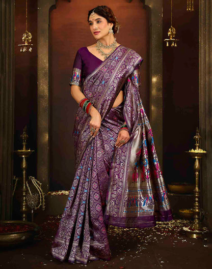 Purple Silk Woven Paithani Saree