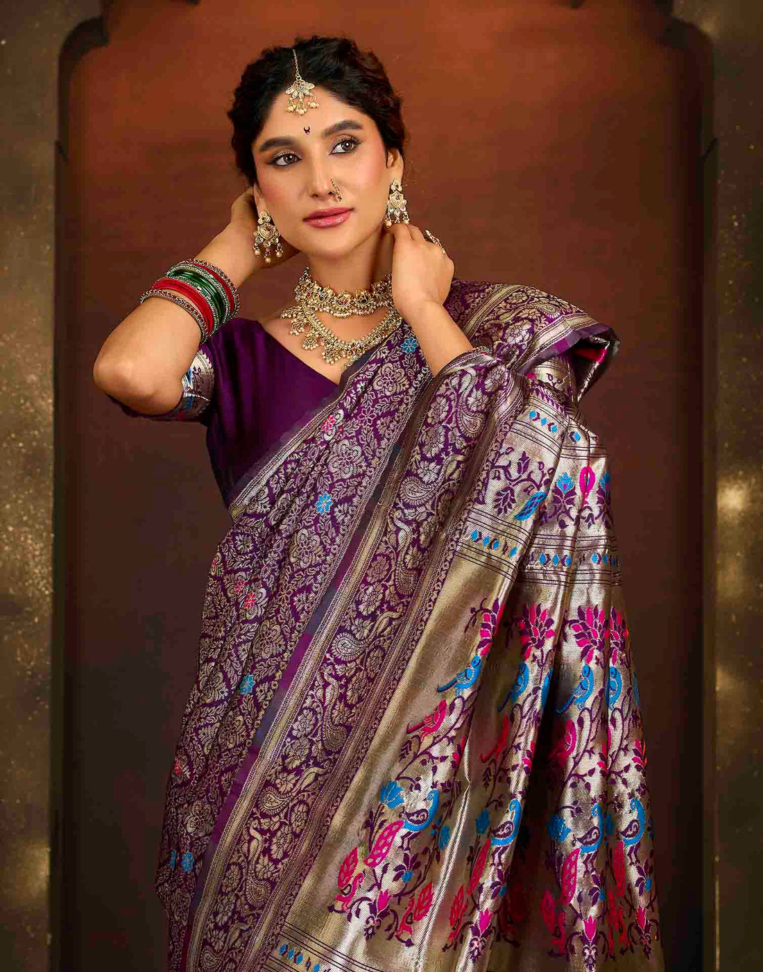 Purple Silk Woven Paithani Saree