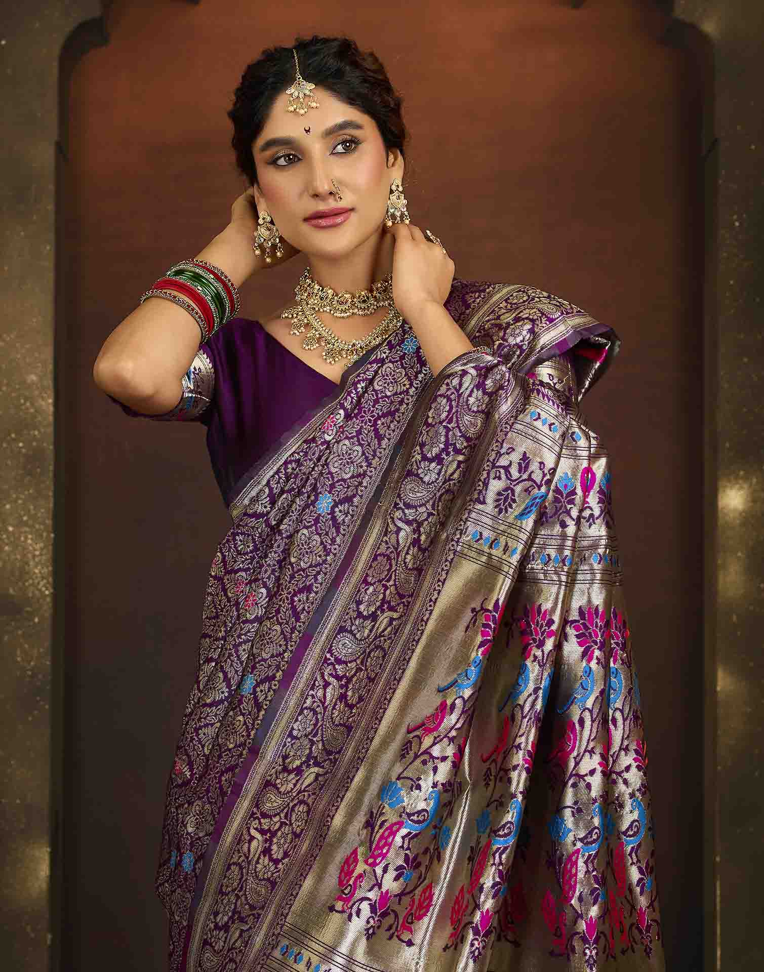 Purple Silk Woven Paithani Saree