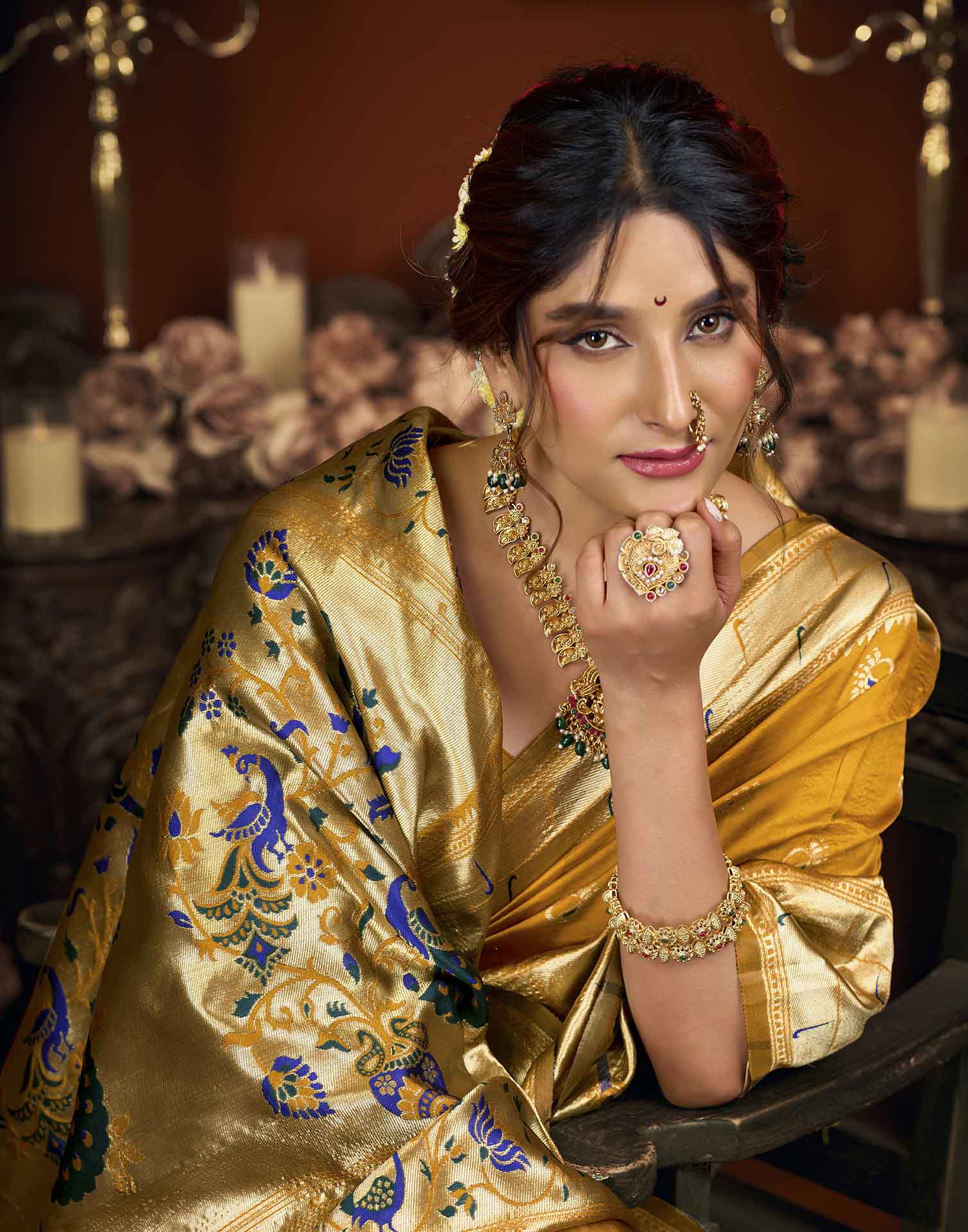 Mustard Yellow Silk Woven Paithani Saree