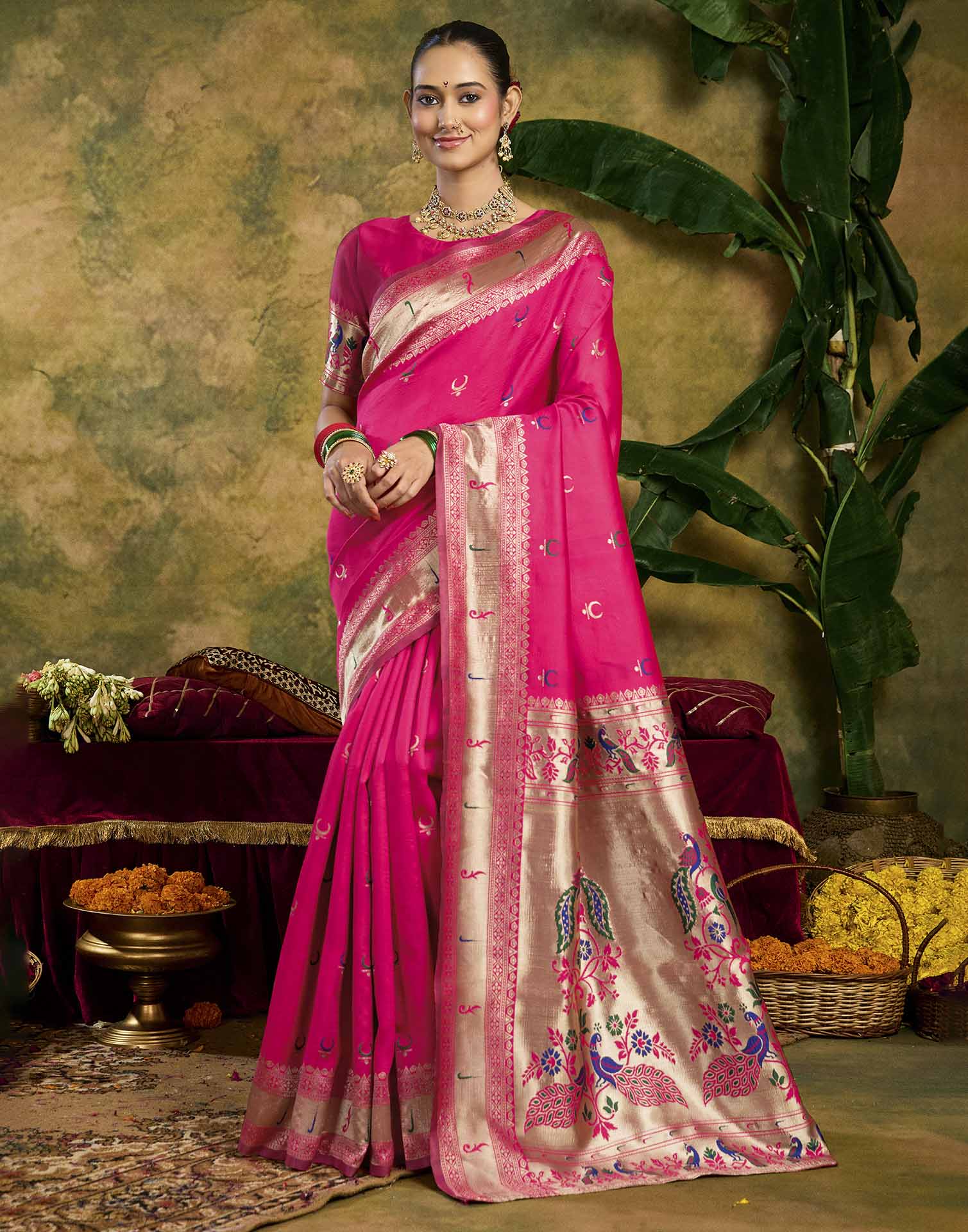 Pink Silk Woven Paithani Saree