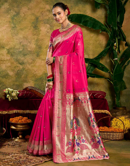 Pink Silk Woven Paithani Saree