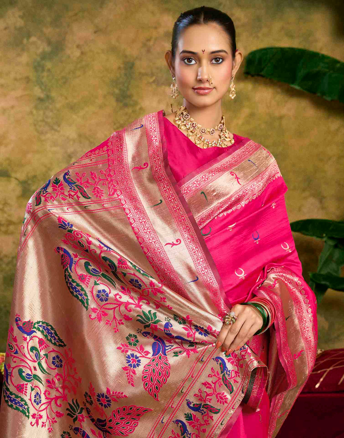 Pink Silk Woven Paithani Saree