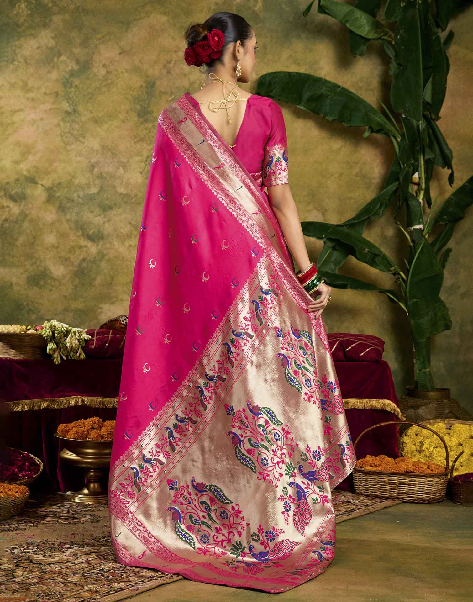Pink Silk Woven Paithani Saree