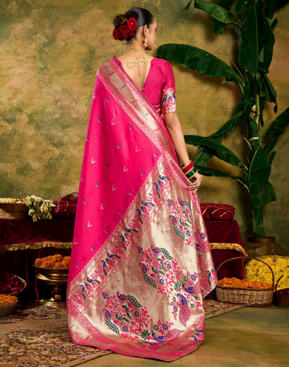 Pink Silk Woven Paithani Saree