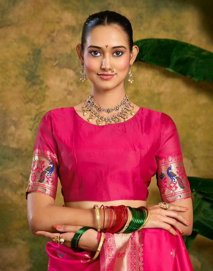Pink Silk Woven Paithani Saree