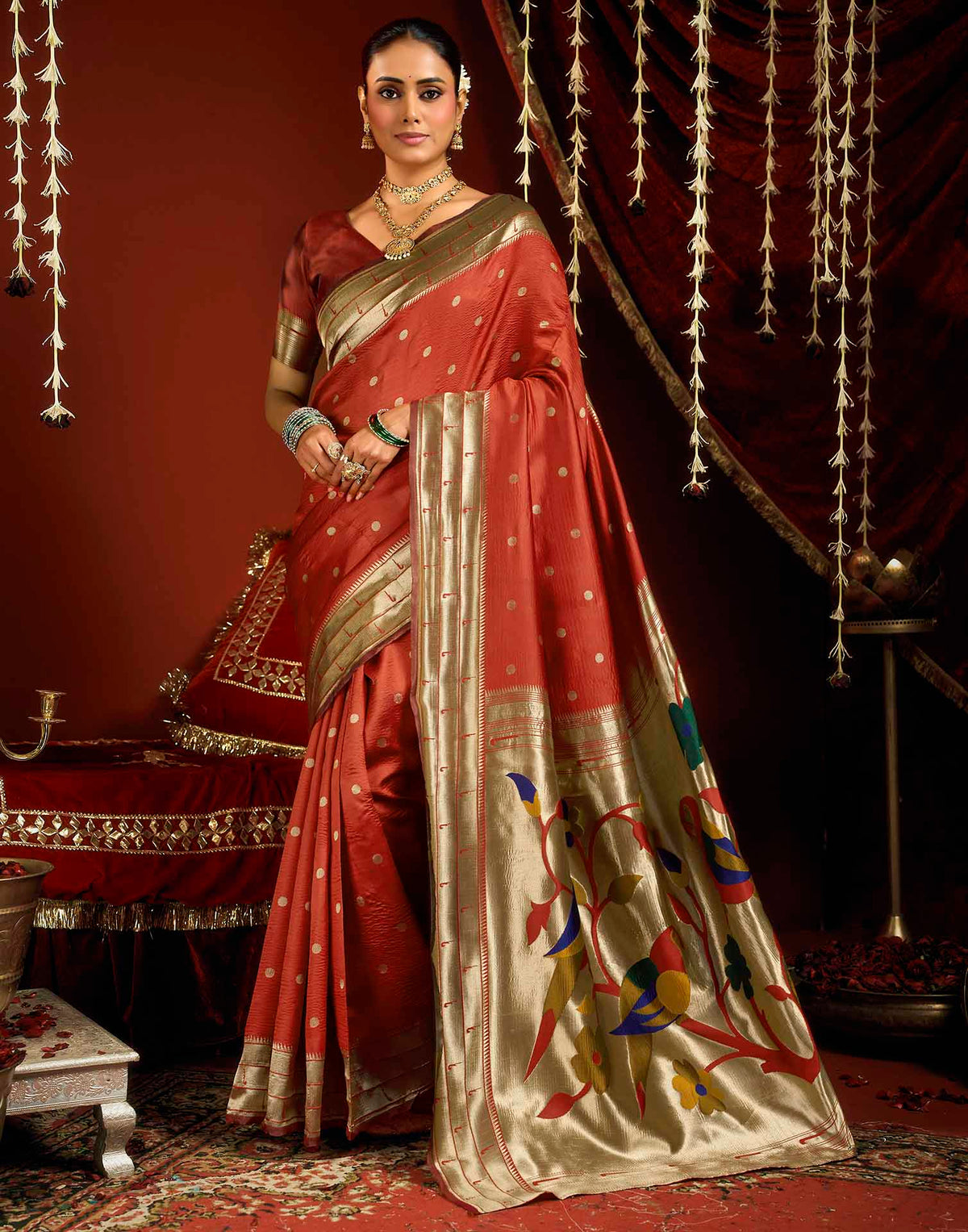 Red Silk Woven Paithani Saree