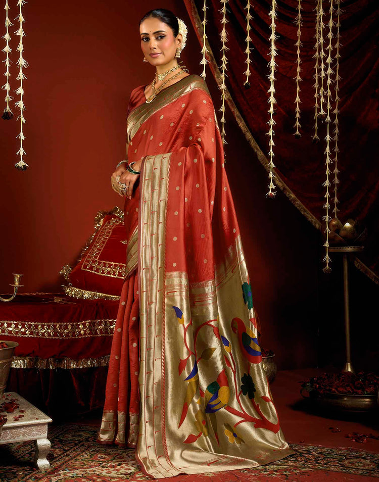 Red Silk Woven Paithani Saree