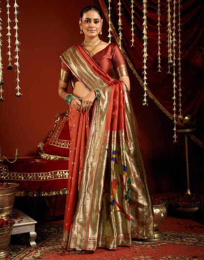 Red Silk Woven Paithani Saree