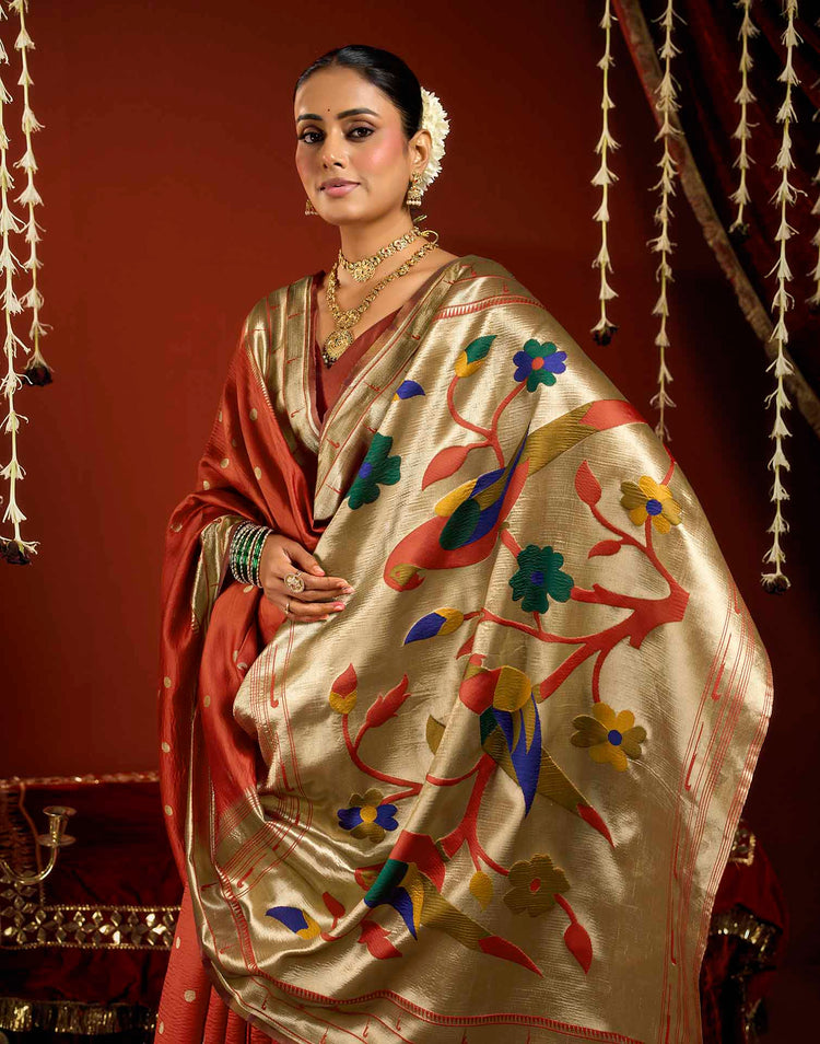 Red Silk Woven Paithani Saree