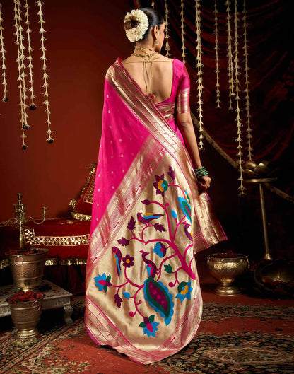 Pink Silk Woven Paithani Saree
