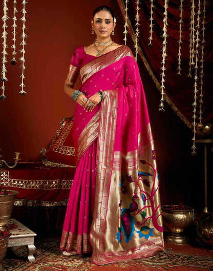 Pink Silk Woven Paithani Saree