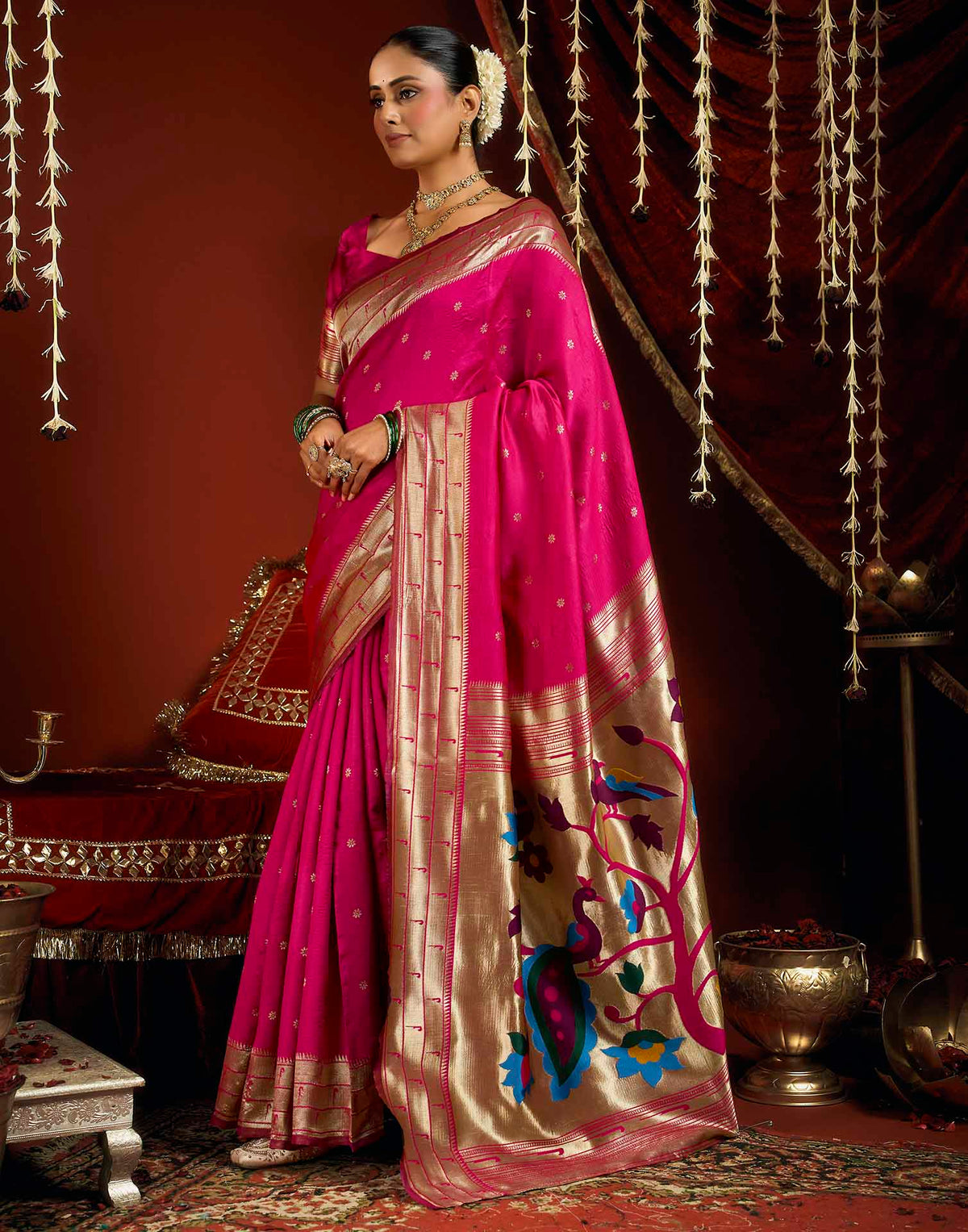Pink Silk Woven Paithani Saree