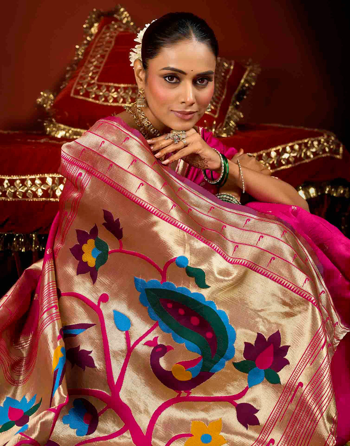 Pink Silk Woven Paithani Saree