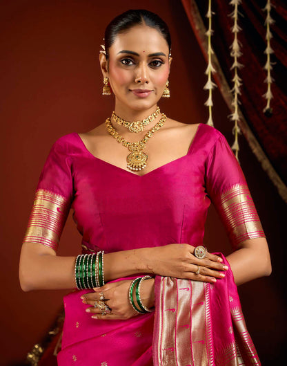 Pink Silk Woven Paithani Saree