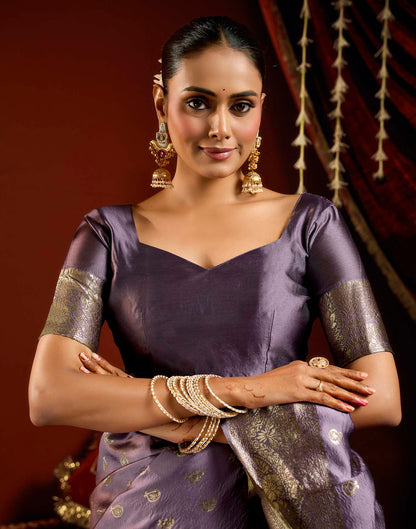 Lavender Silk Woven Banarasi Saree