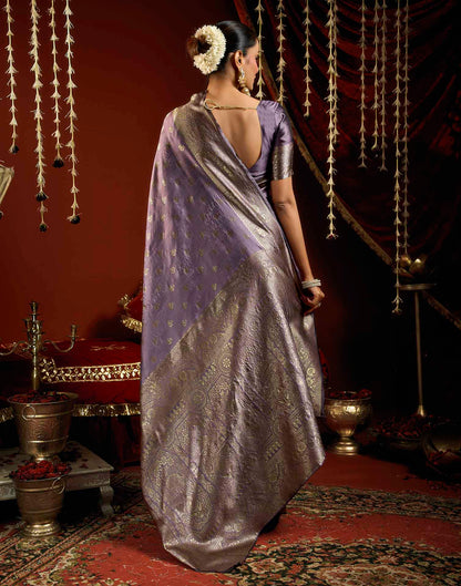 Lavender Silk Woven Banarasi Saree
