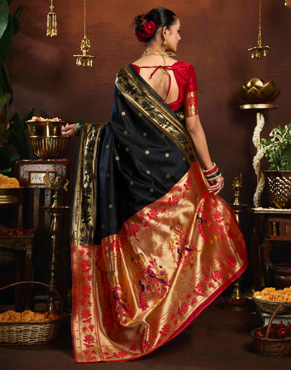 Black Silk Woven Paithani Saree