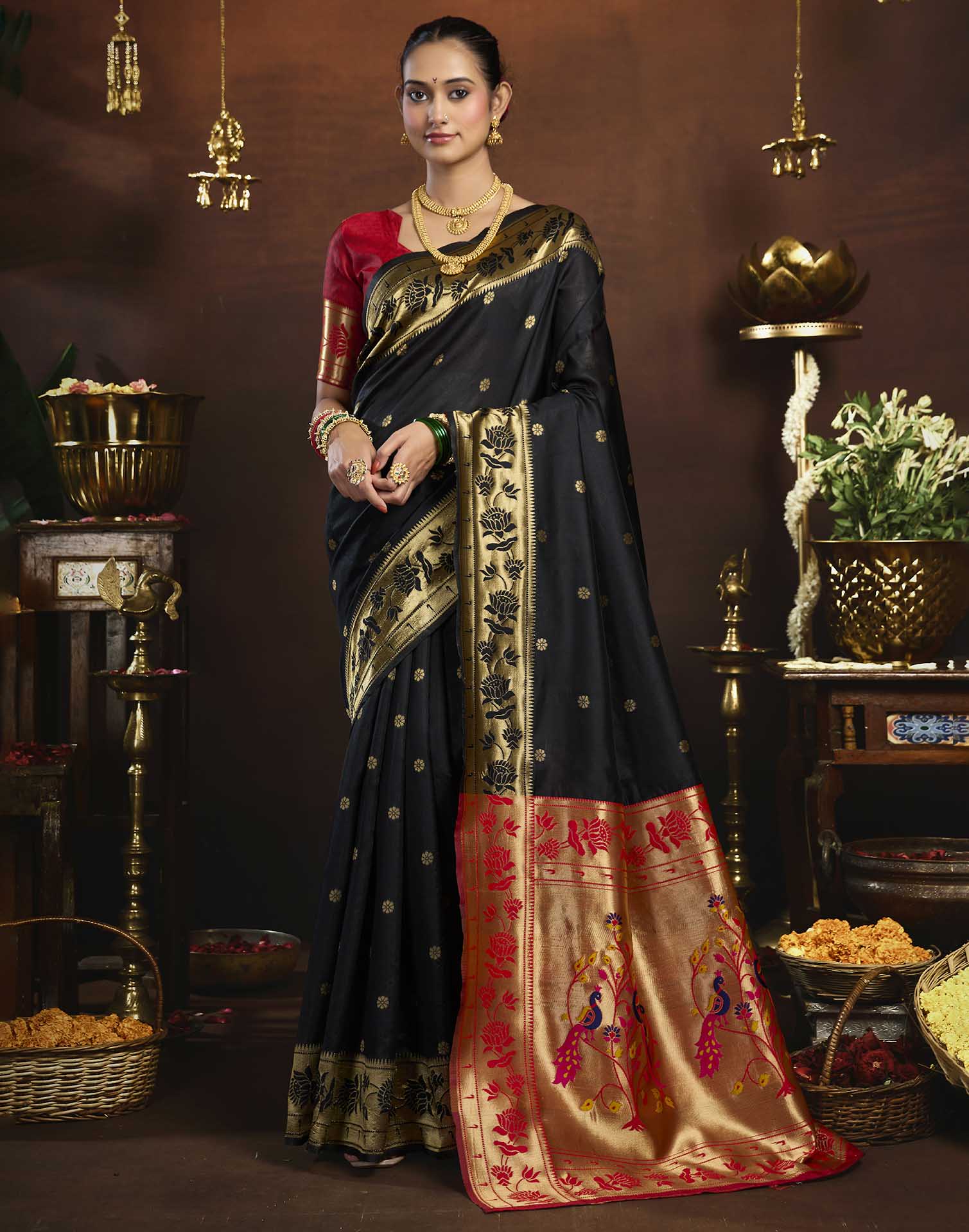 Black Silk Woven Paithani Saree