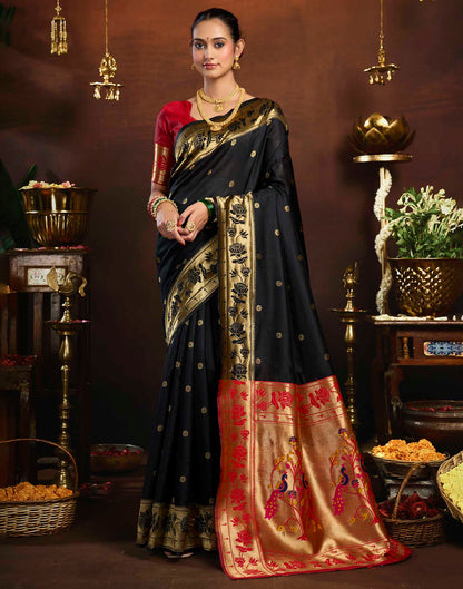 Black Silk Woven Paithani Saree