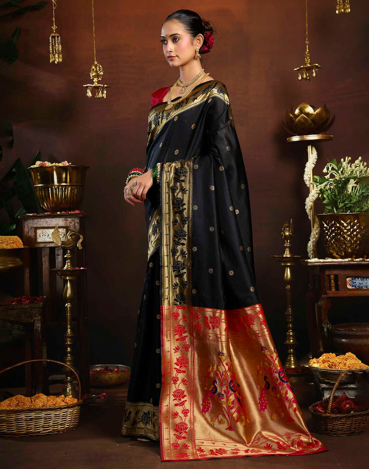 Black Silk Woven Paithani Saree