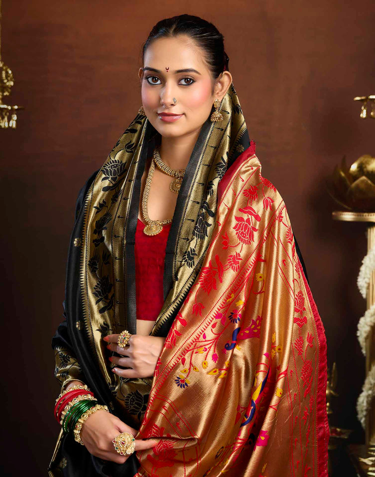 Black Silk Woven Paithani Saree