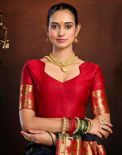 Black Silk Woven Paithani Saree