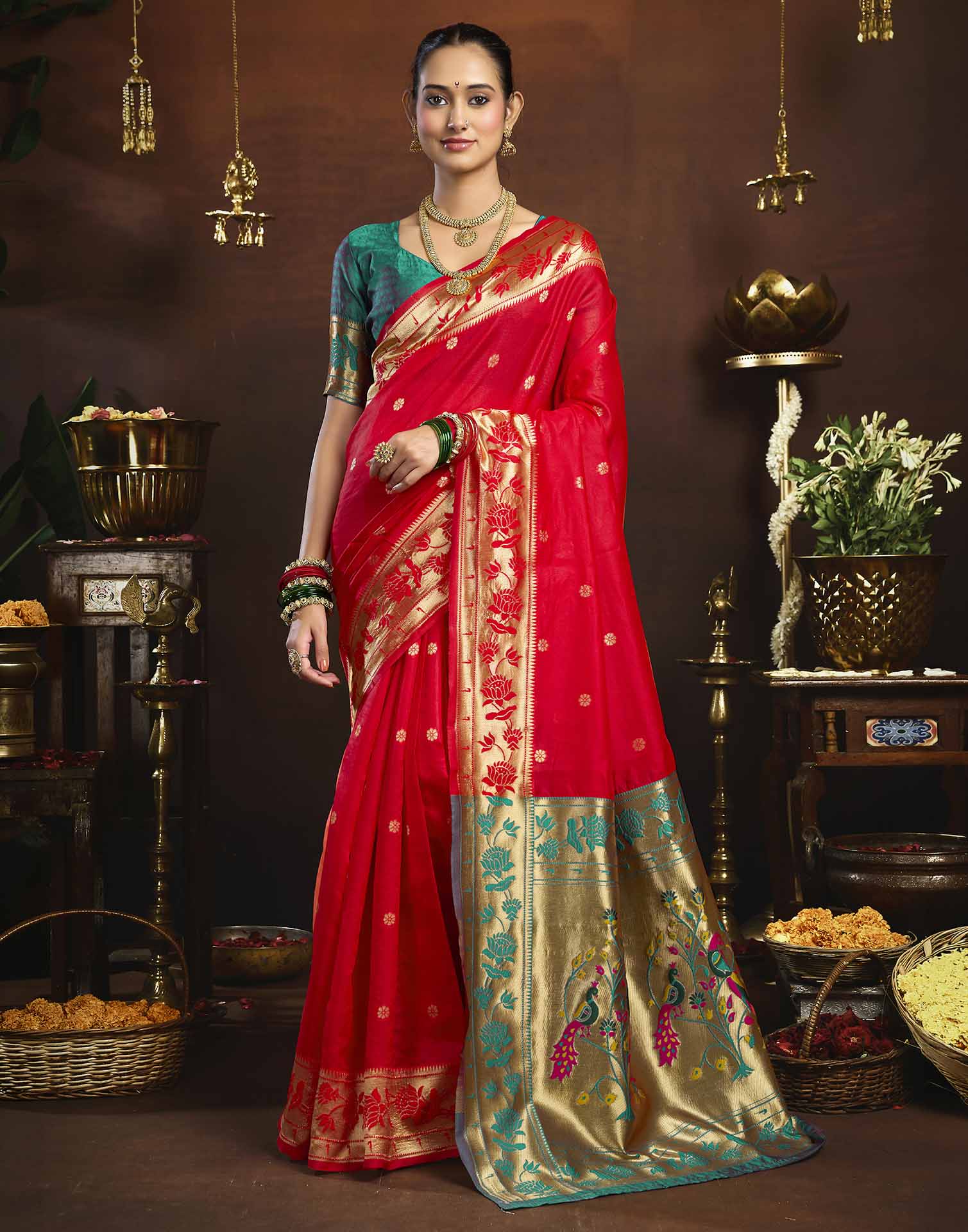 Pink Silk Woven Paithani Saree