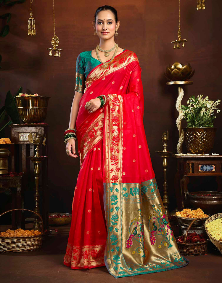 Pink Silk Woven Paithani Saree
