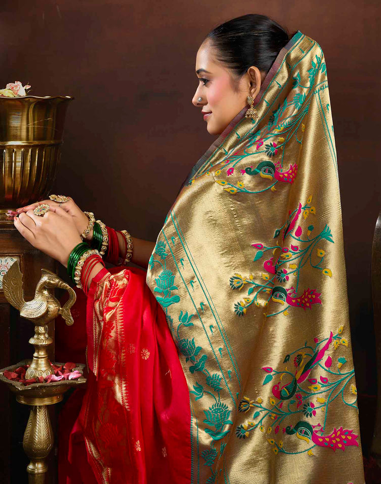 Pink Silk Woven Paithani Saree