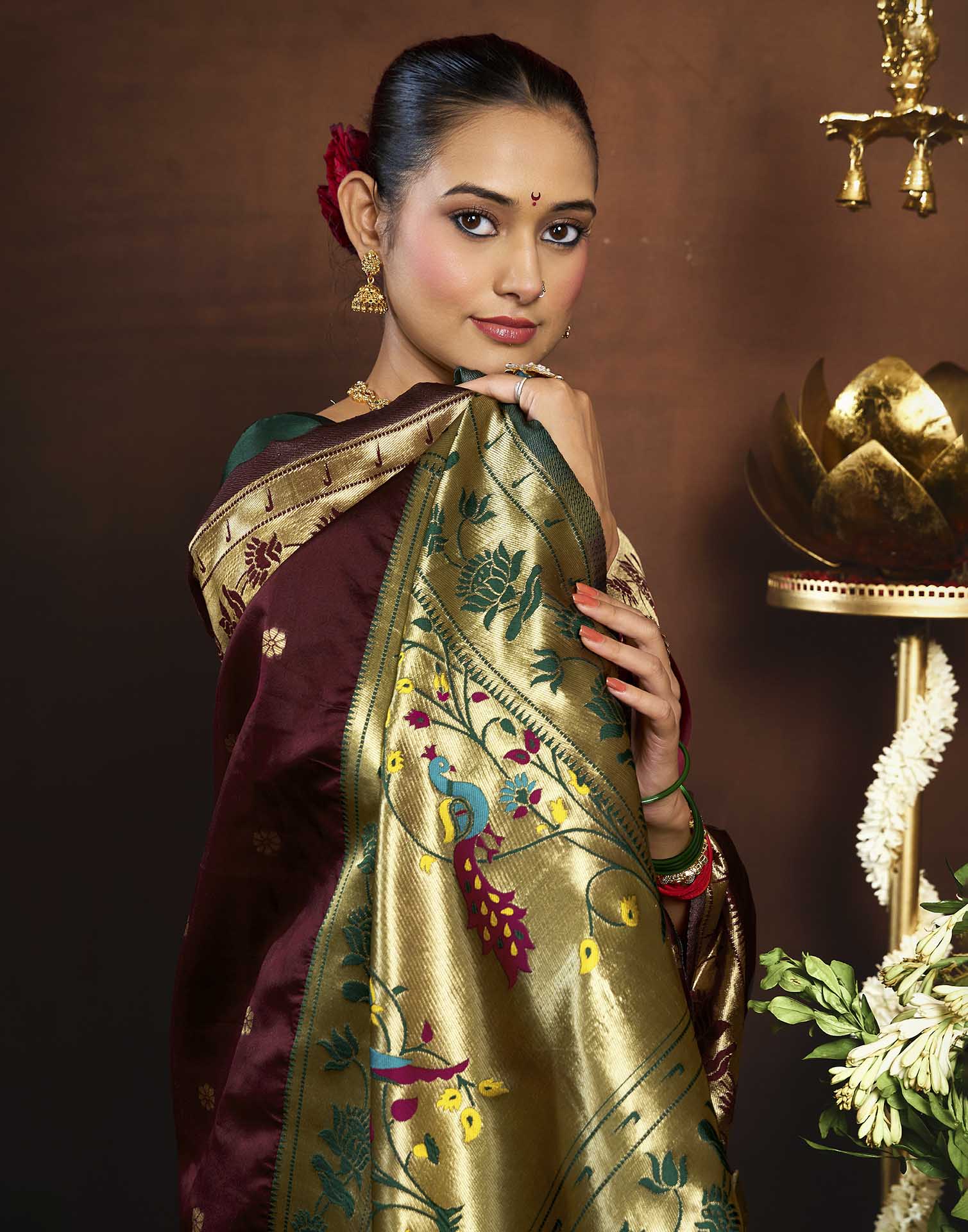 Deep Maroon Silk Woven Paithani Saree