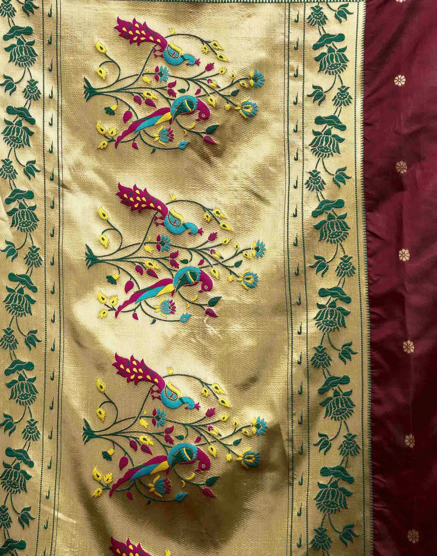 Deep Maroon Silk Woven Paithani Saree