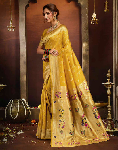 Yellow Silk Woven Paithani Saree