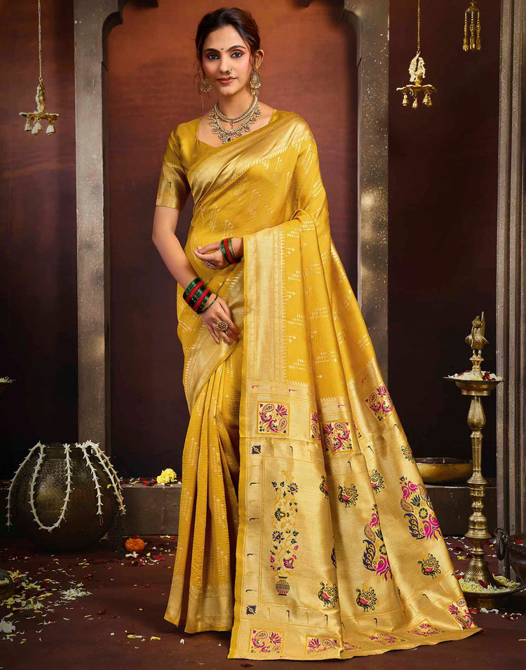 Yellow Silk Woven Paithani Saree