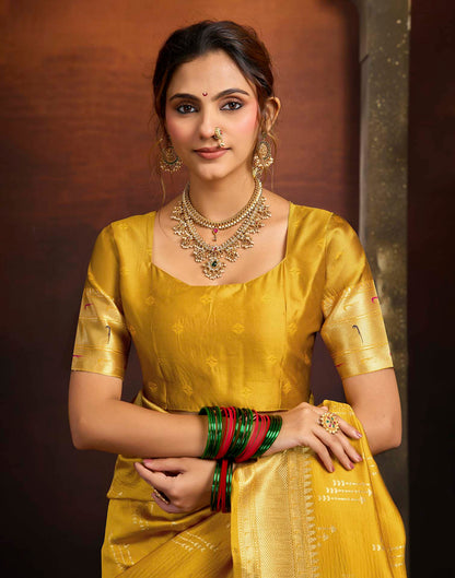 Yellow Silk Woven Paithani Saree