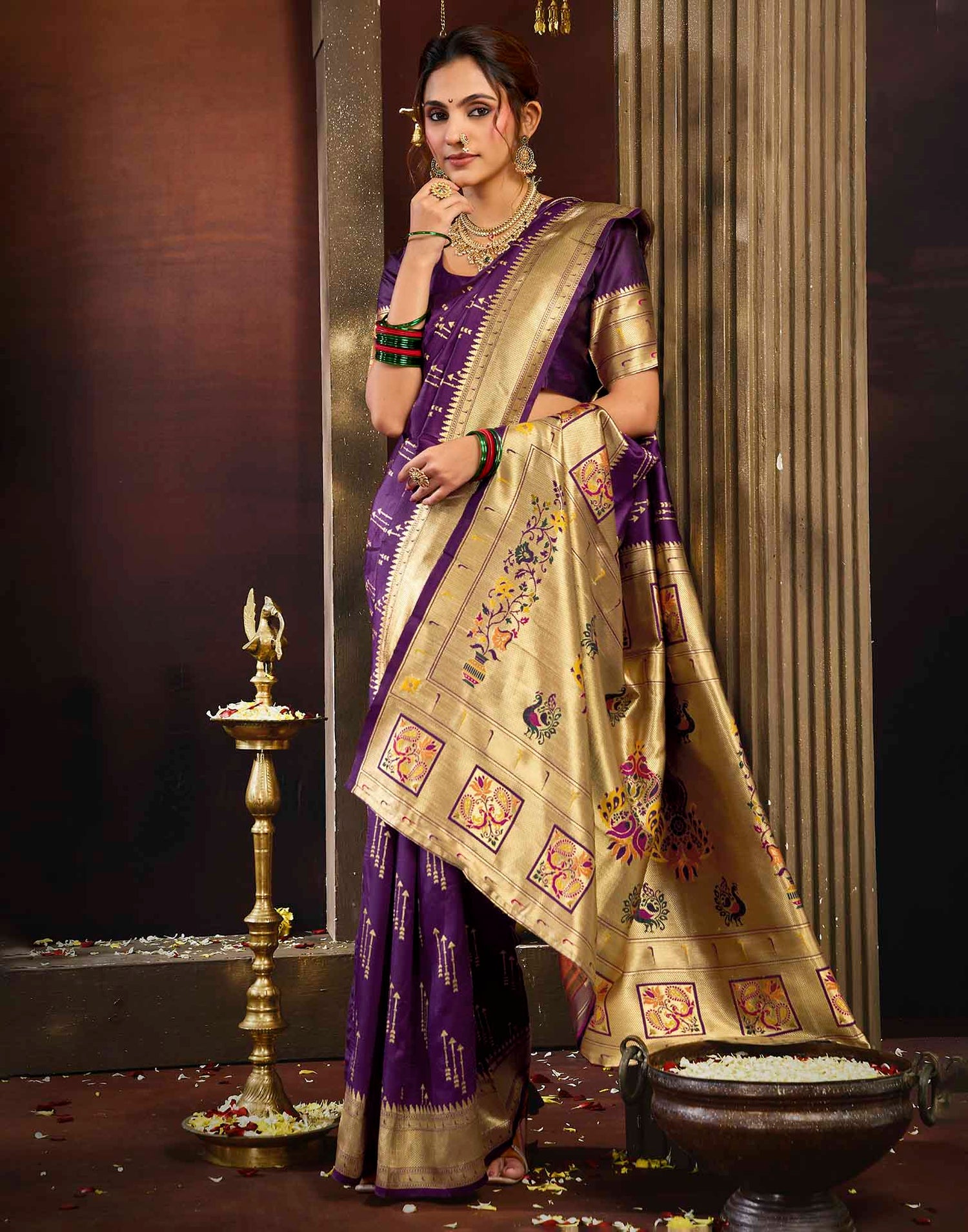 Purple Silk Woven Paithani Saree
